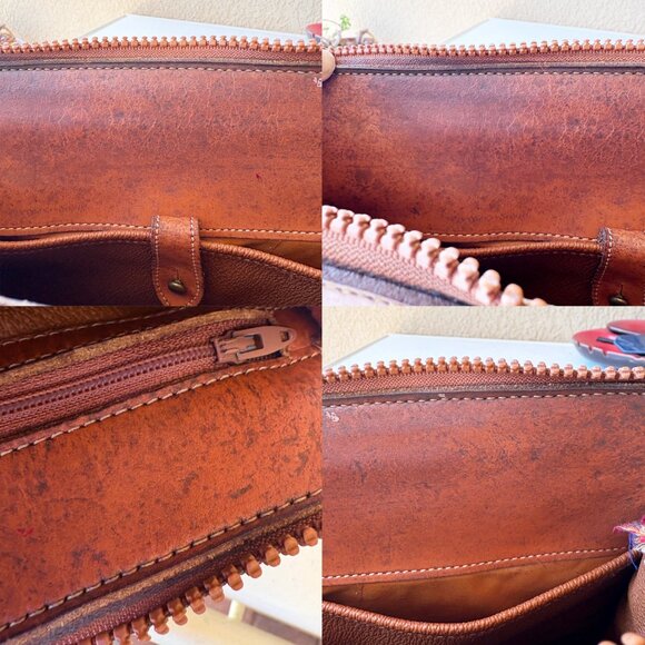 Dooney & Bourke Bag AWL Red & Tan Leather Shoulder Satchel Vintage DAMAGED - Picture 10 of 11
